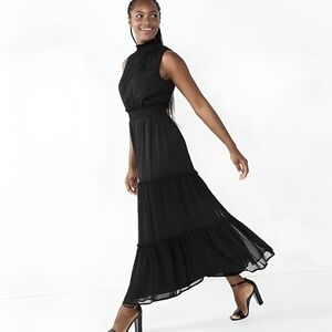 NWOT Draper James RSVP Black Sleeveless Tiered Maxi Dress Romantic Date Night XS